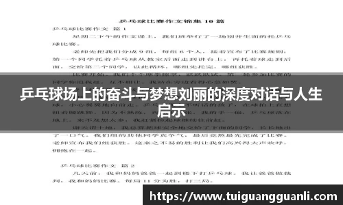 乒乓球场上的奋斗与梦想刘丽的深度对话与人生启示